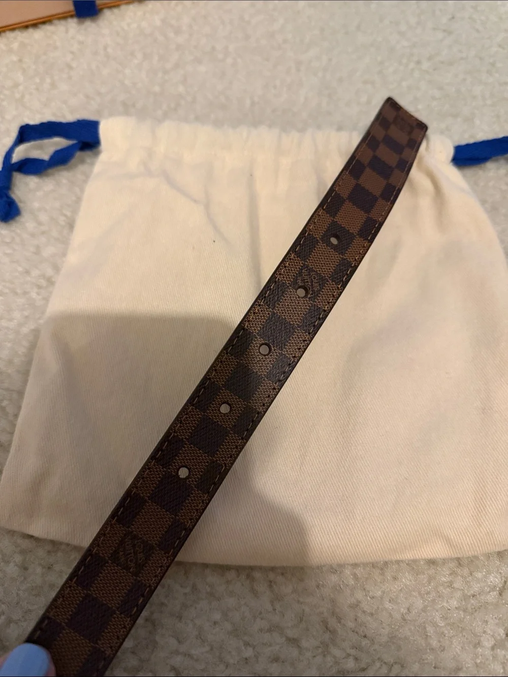 Louis Vuitton Brown Damier Canvas Belt with Gold LV Buckle